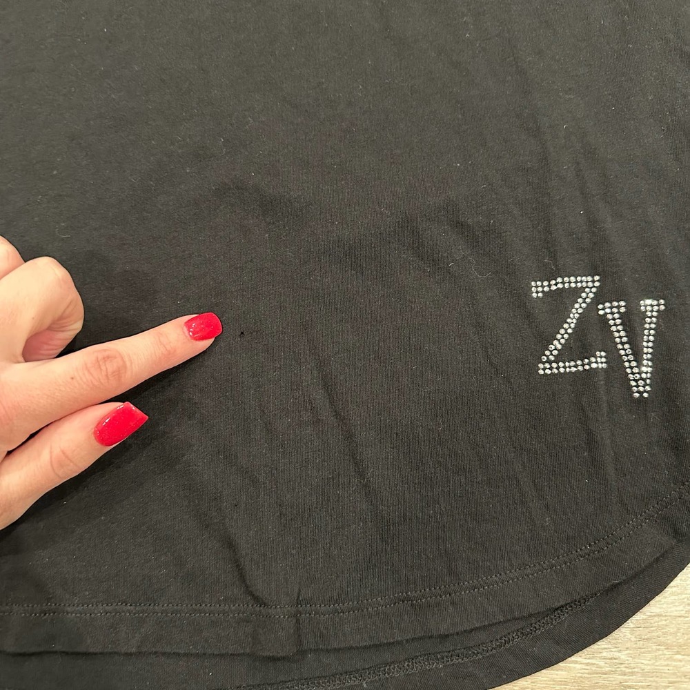 Zadig & Voltaire Woop ZV Logo Strass Rhinestone Shirt Size Large - Picture 2 of 5